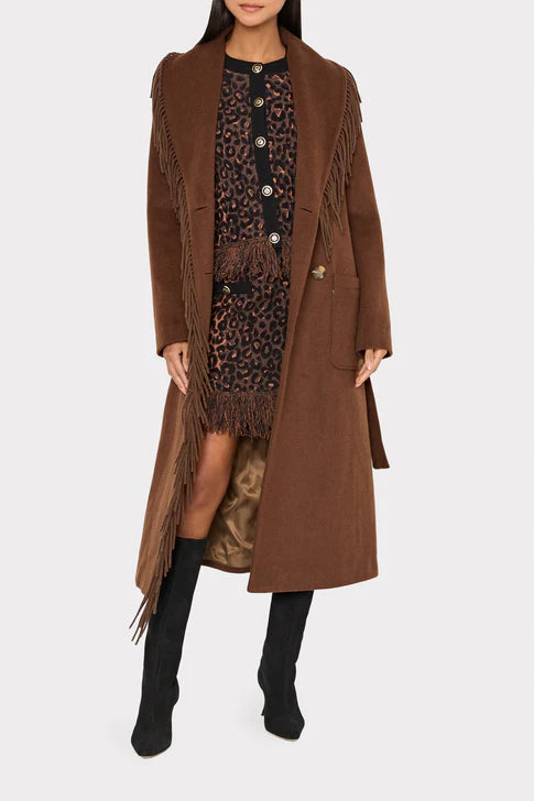 Milly Ts Wyatt Fringe Wool Overcoat