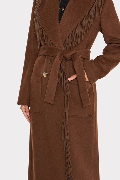 Milly Ts Wyatt Fringe Wool Overcoat