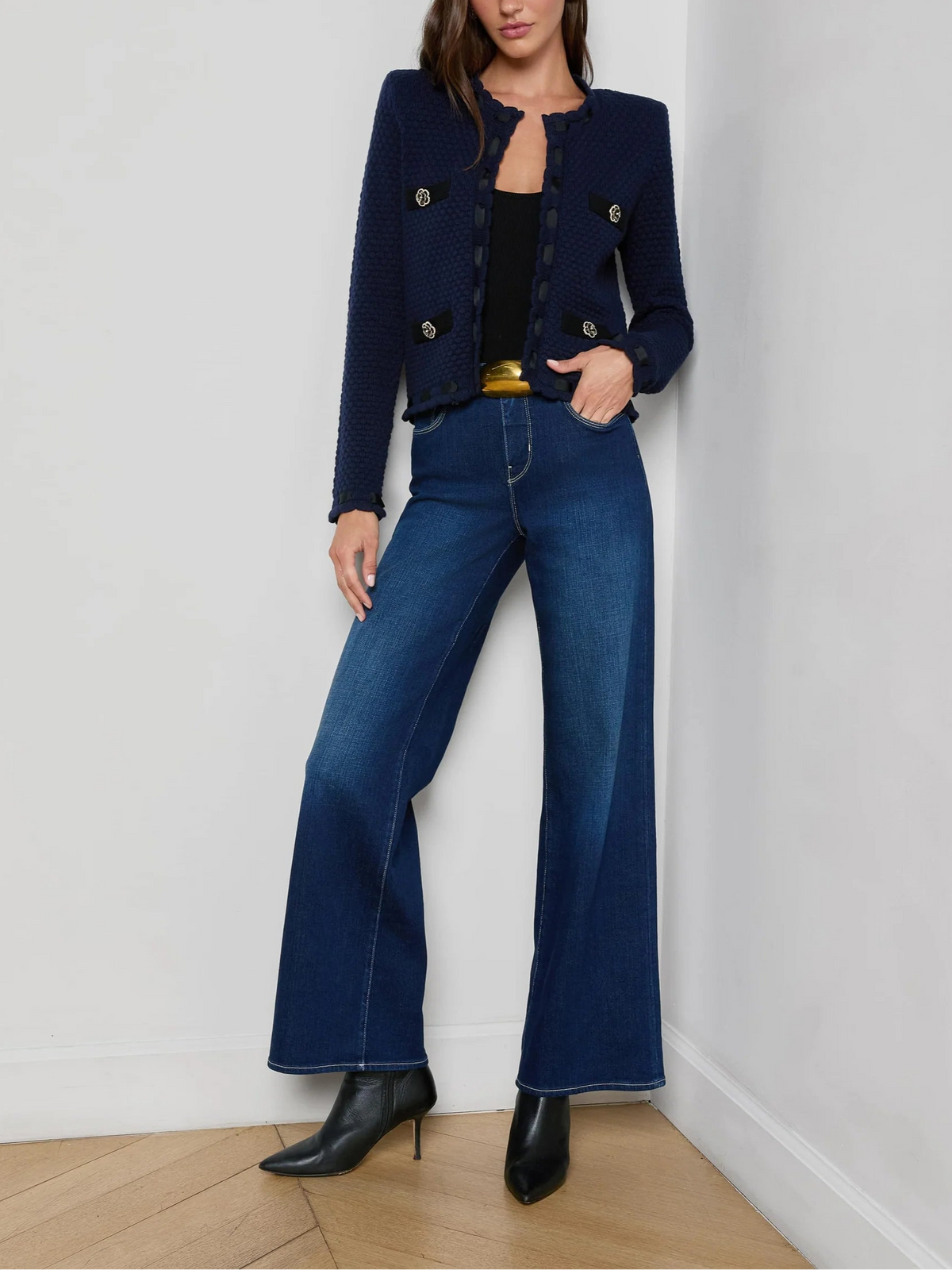 L'agence Astor Contrast Trim Cardigan
