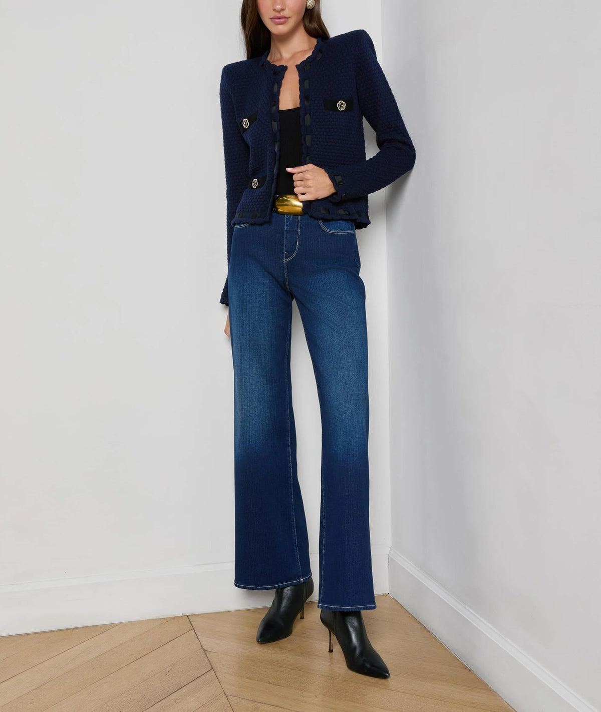 L'agence Astor Contrast Trim Cardigan
