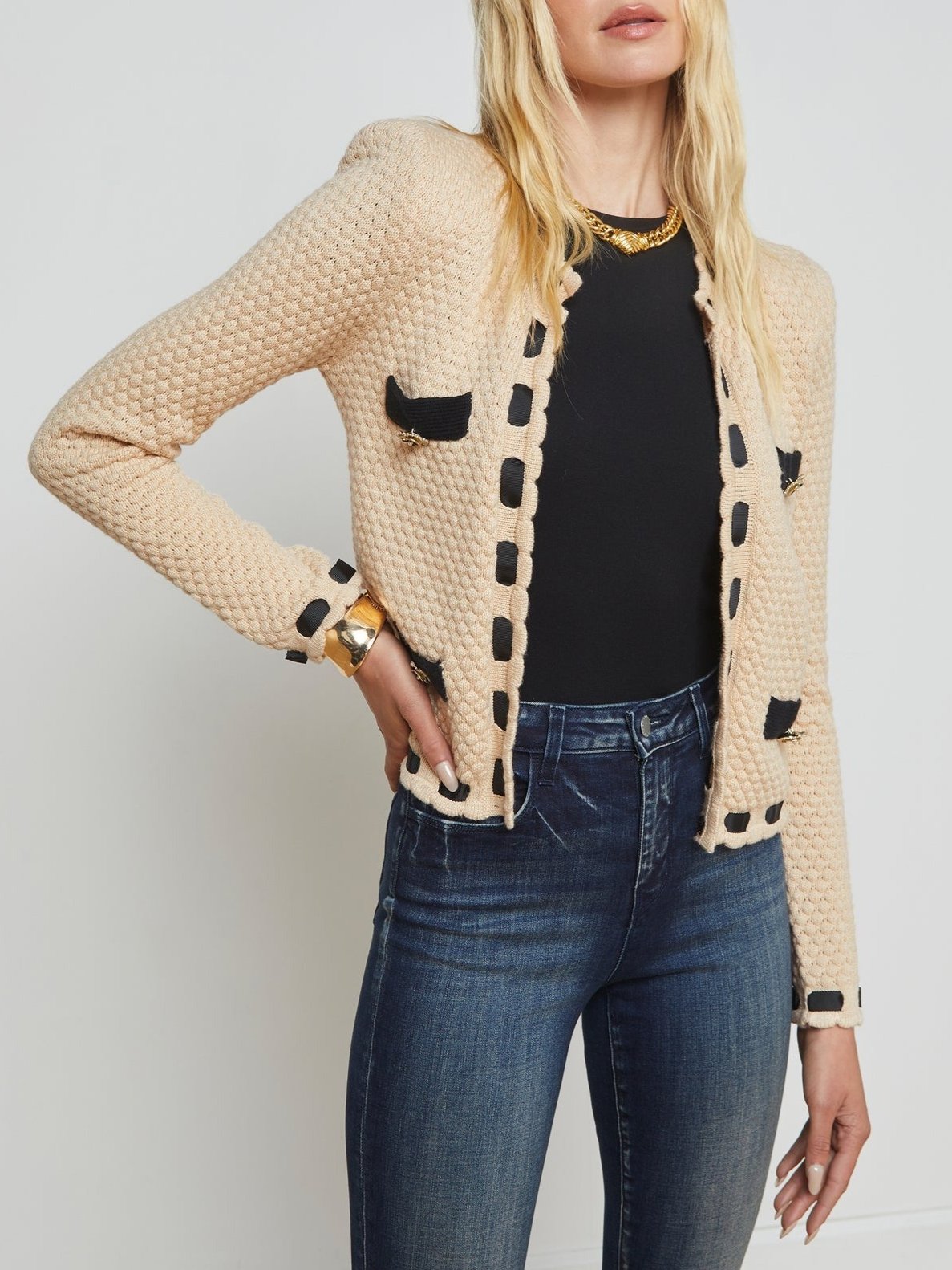 L'agence Astor Contrast Trim Cardi