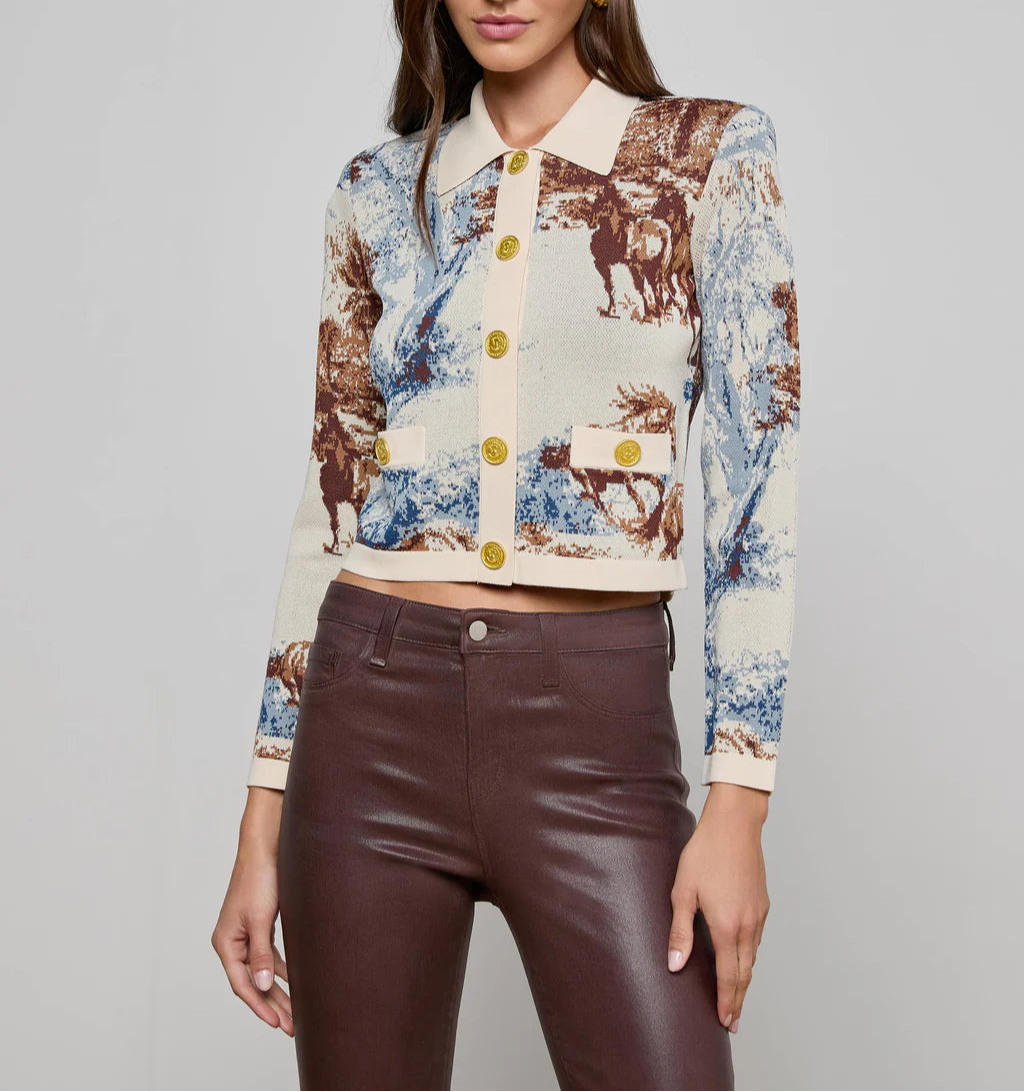 Lagence Osiris Jacquard Collared Cardigan