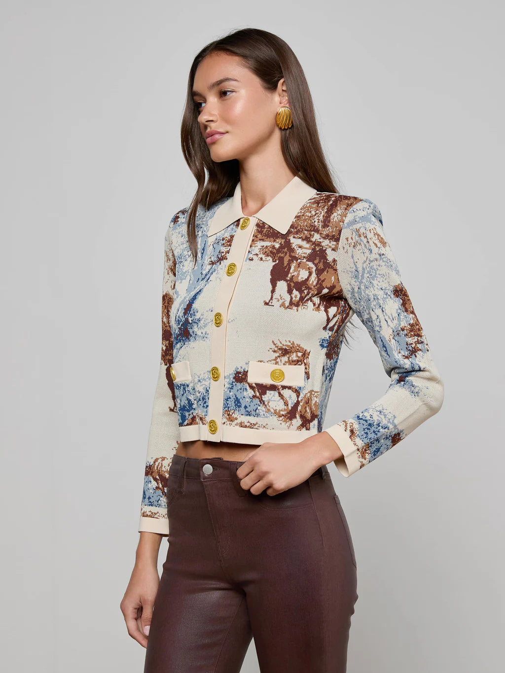 Lagence Osiris Jacquard Collared Cardigan