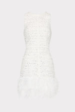 Milly Ts Raven Metallic Tweed Feather Dress