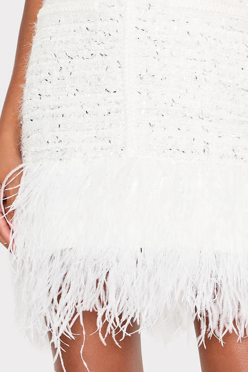 Milly Ts Raven Metallic Tweed Feather Dress