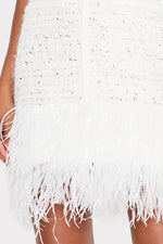 Milly Ts Raven Metallic Tweed Feather Dress