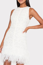 Milly Ts Raven Metallic Tweed Feather Dress