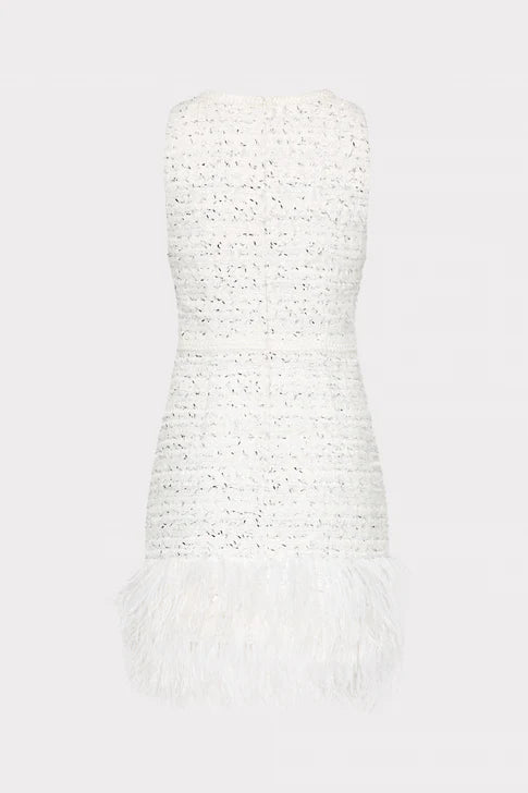 Milly Ts Raven Metallic Tweed Feather Dress