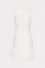 Milly Ts Raven Metallic Tweed Feather Dress