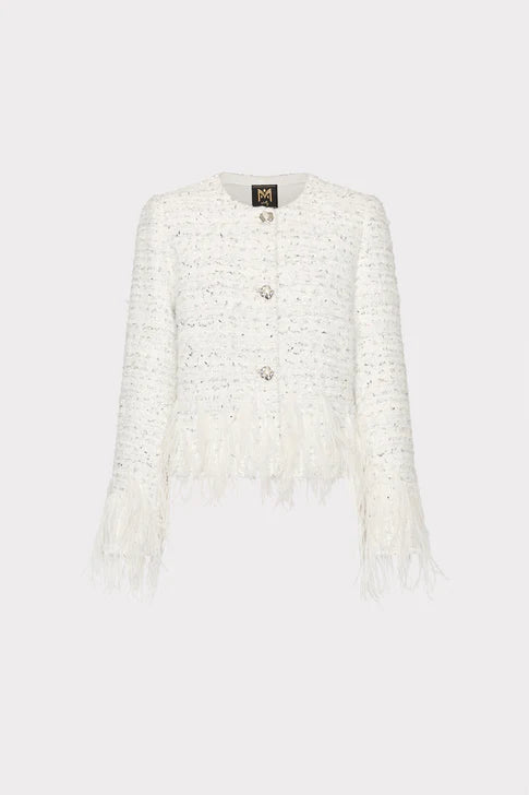 Milly Ts Richele Metallic Tweed Button Up Jacket