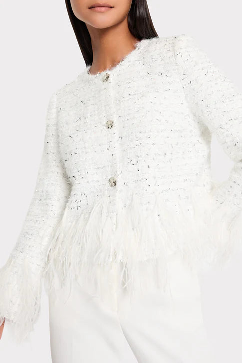 Milly Ts Richele Metallic Tweed Button Up Jacket