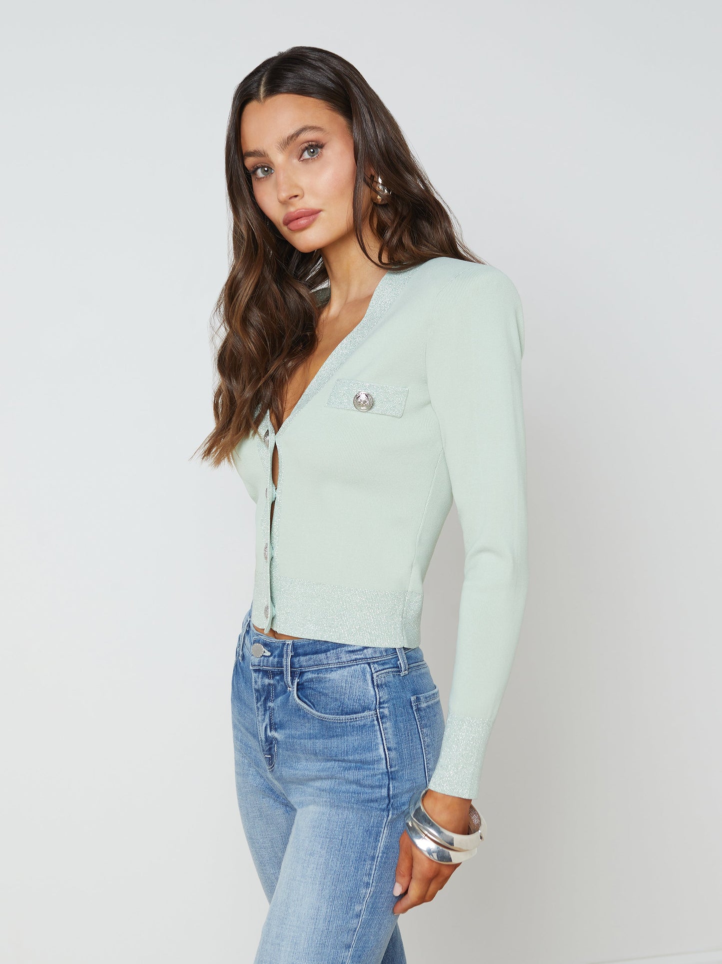 Lagence Taya Cropped V-Neck Cardi