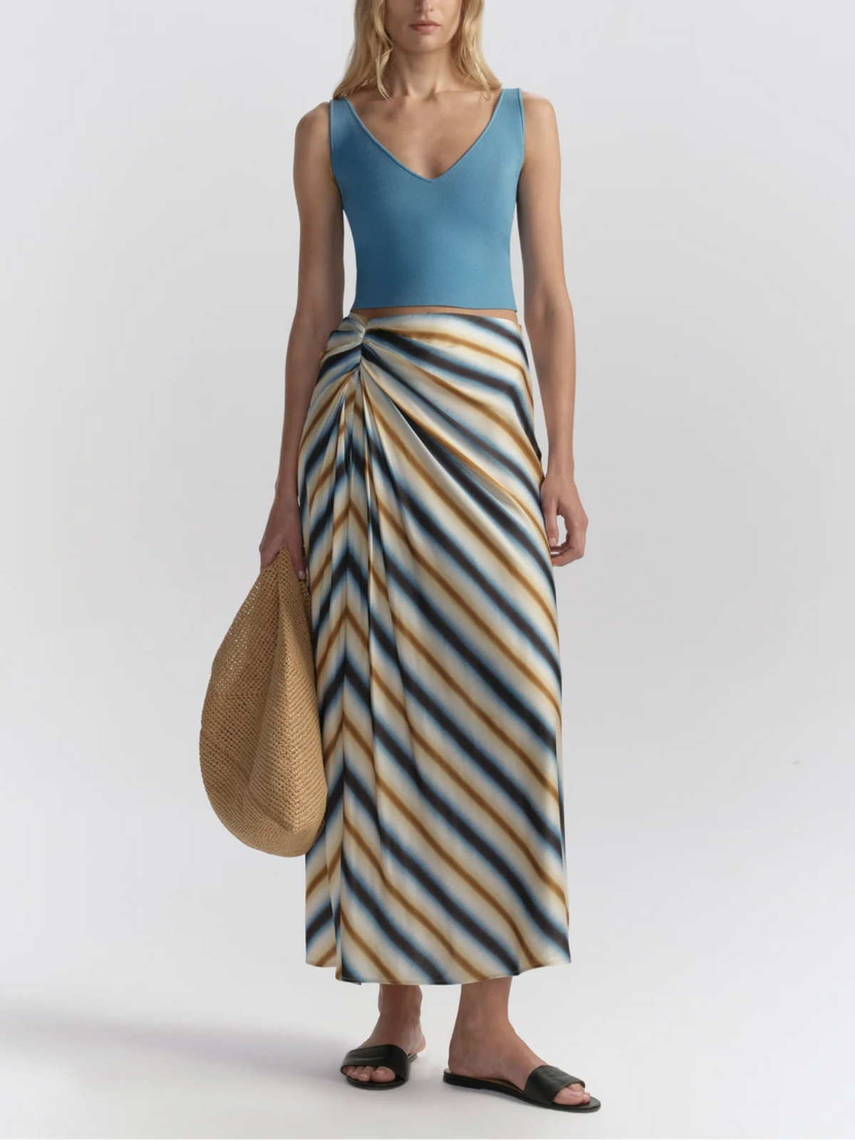 ALC Jean Striped Midi Skirt_3SKRT00750