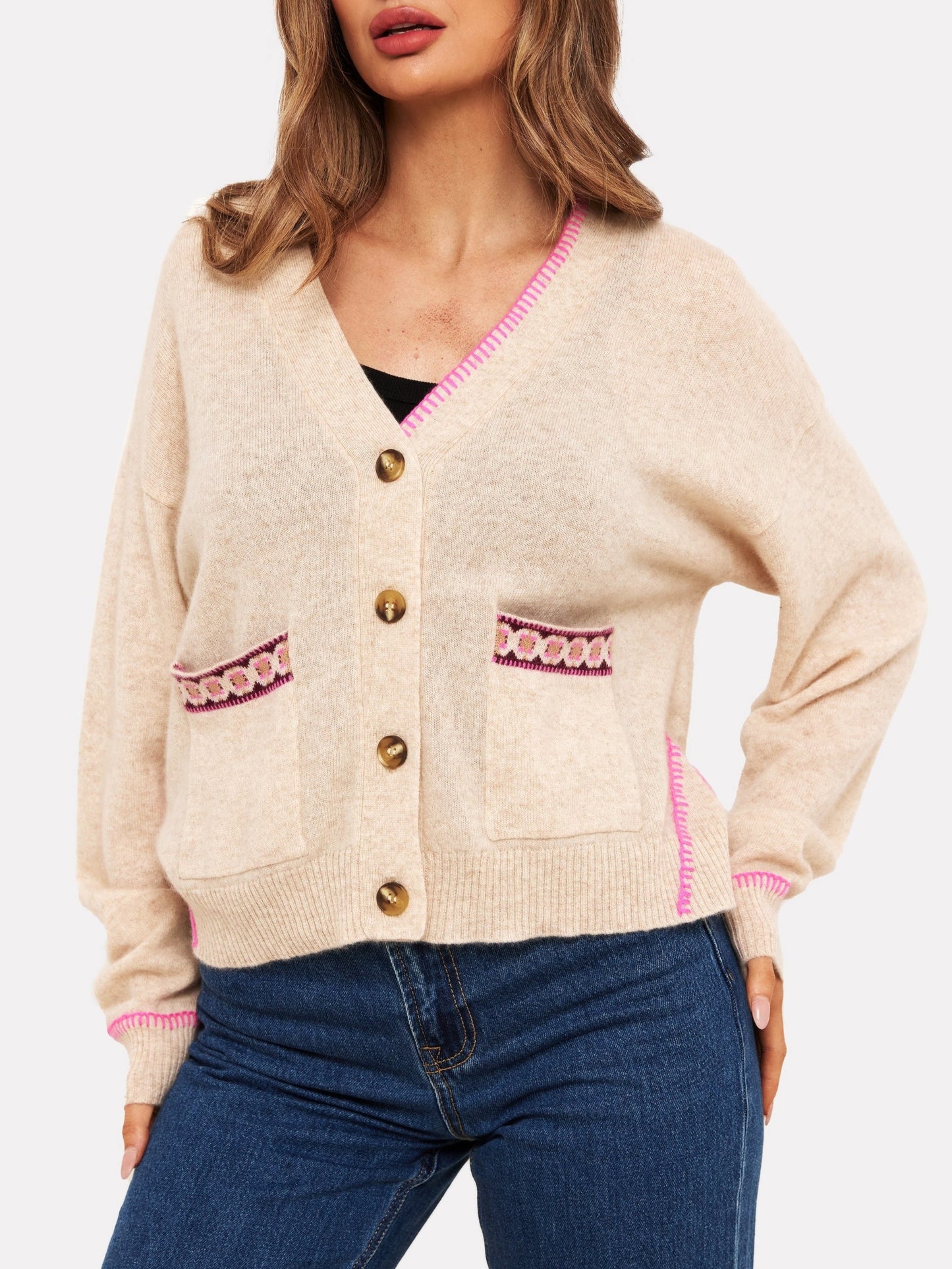 Brodie Mila Geo Trim Cardigan