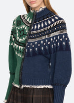 Sea Linea Fair Isle Zip Front Cardigan