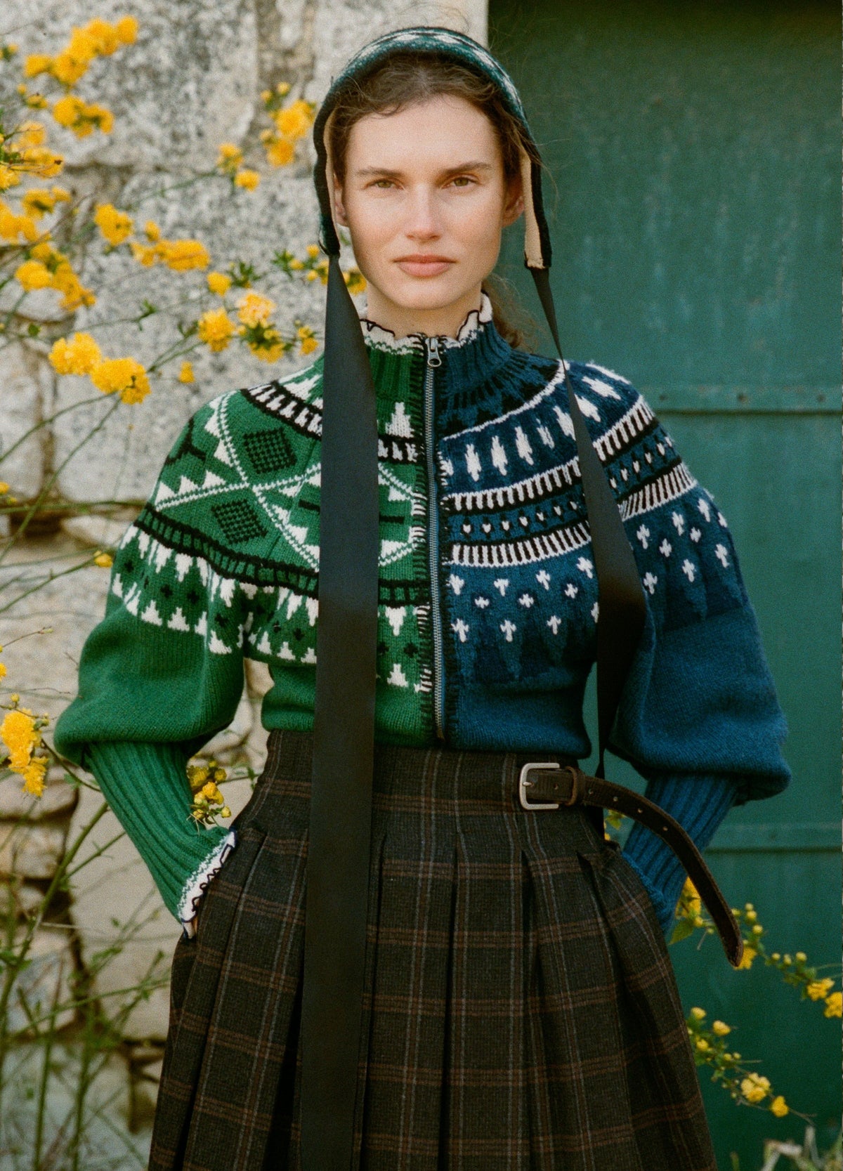 Sea Linea Fair Isle Zip Front Cardigan