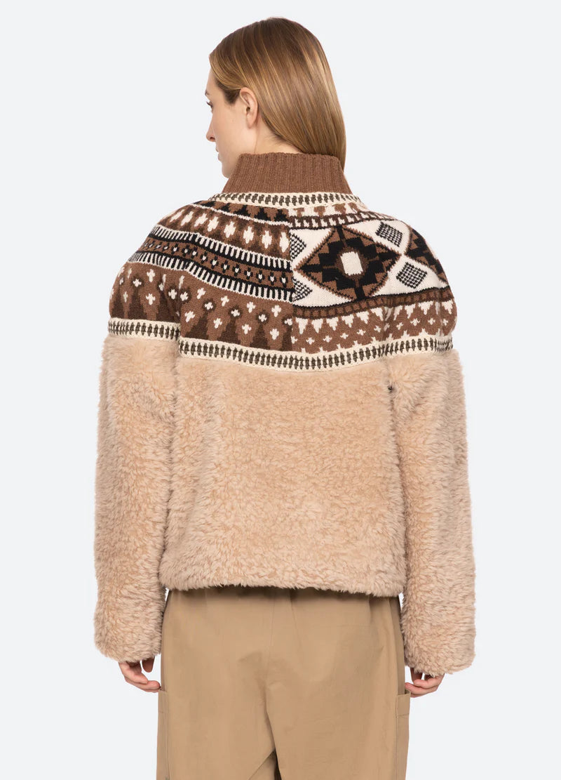 Sea Linea Fair Isle Knit Combo Fleece Jacket