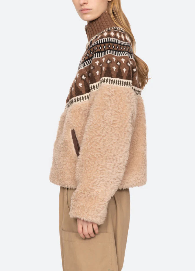 Sea Linea Fair Isle Knit Combo Fleece Jacket