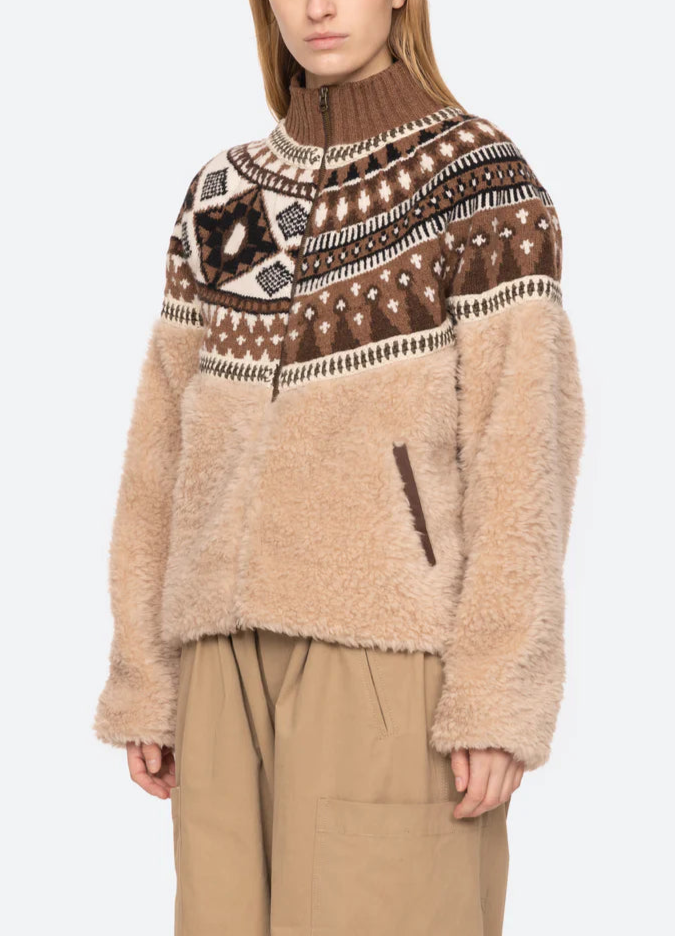 Sea Linea Fair Isle Knit Combo Fleece Jacket