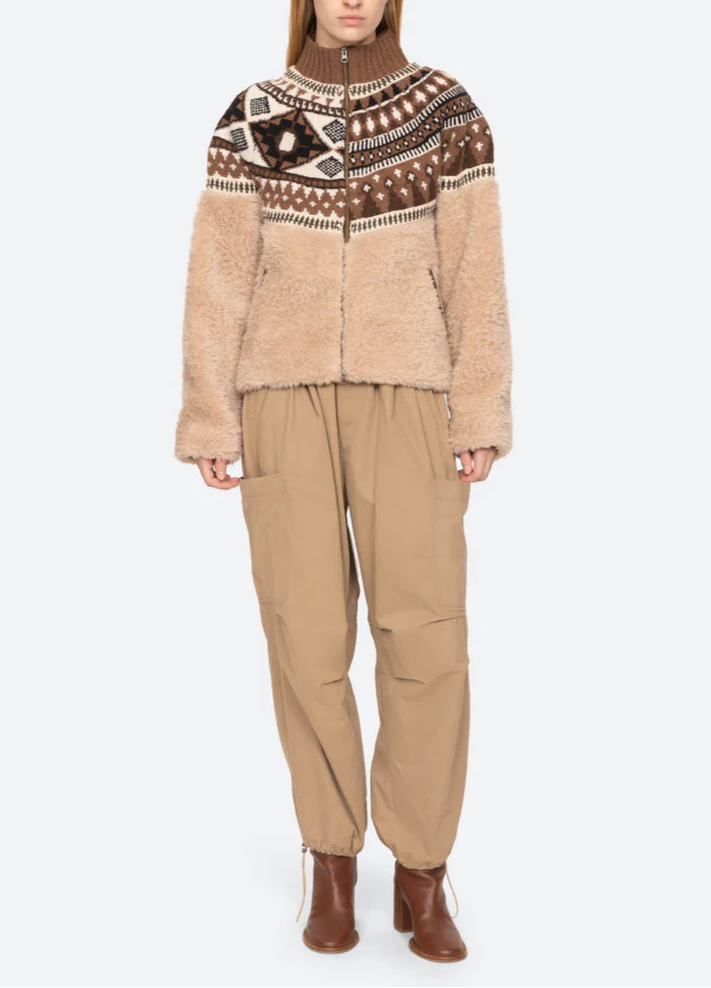 Sea Linea Fair Isle Knit Combo Fleece Jacket