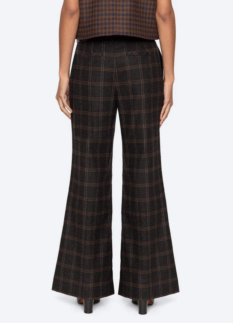 Sea Monroe Wool Plaid Belted High Waisted Pant