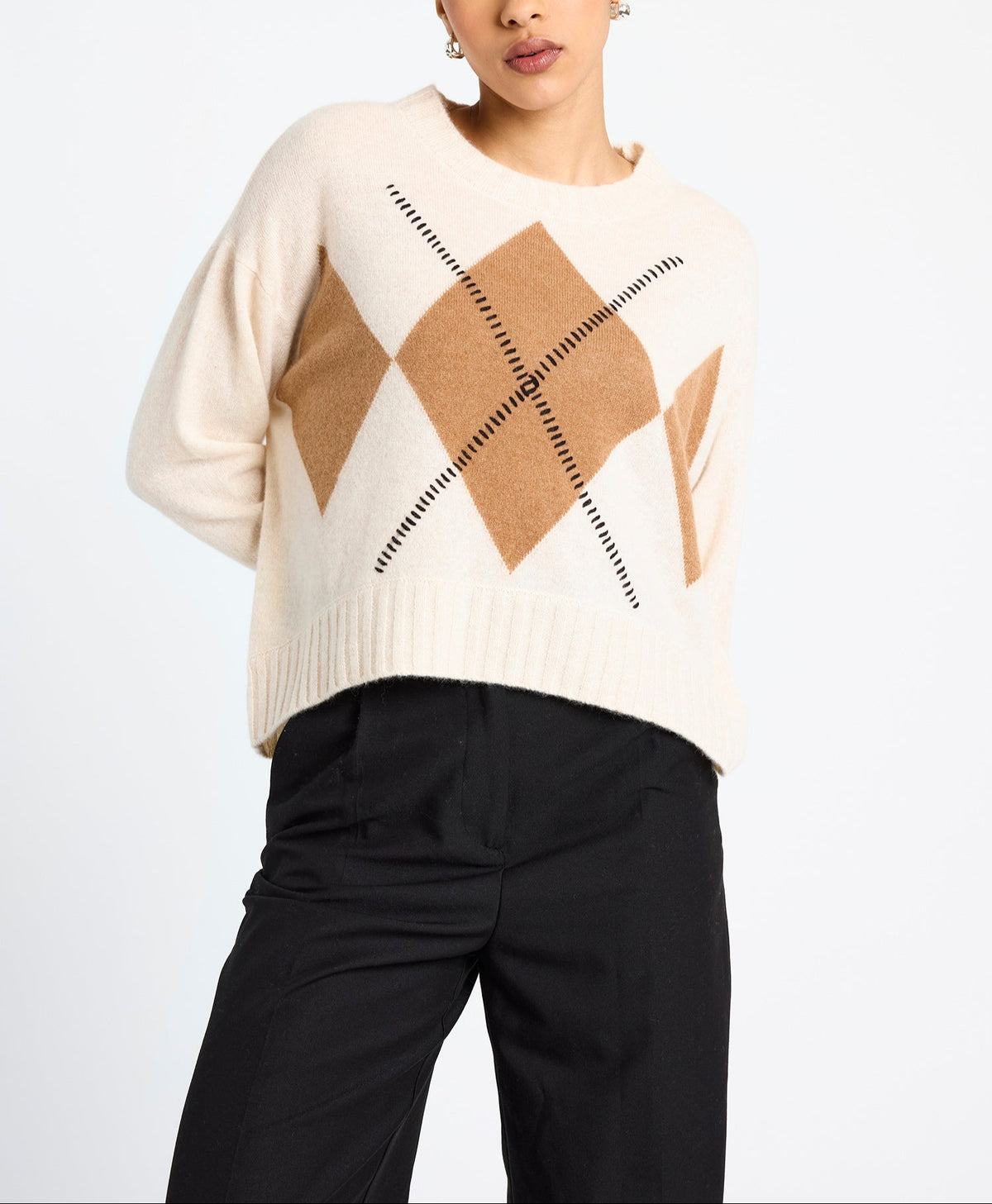 Brodie Relaxed Argyle Cashmere Sweater