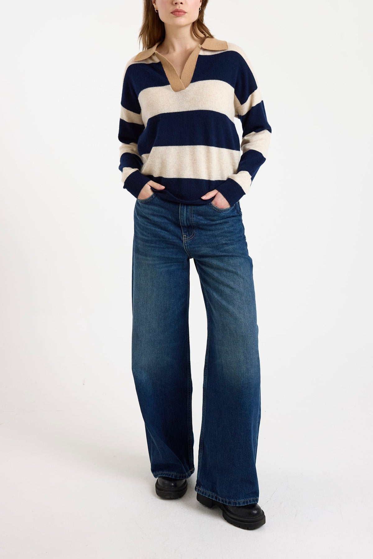 Brodie Ruby Rugby Polo Cashmere Sweater