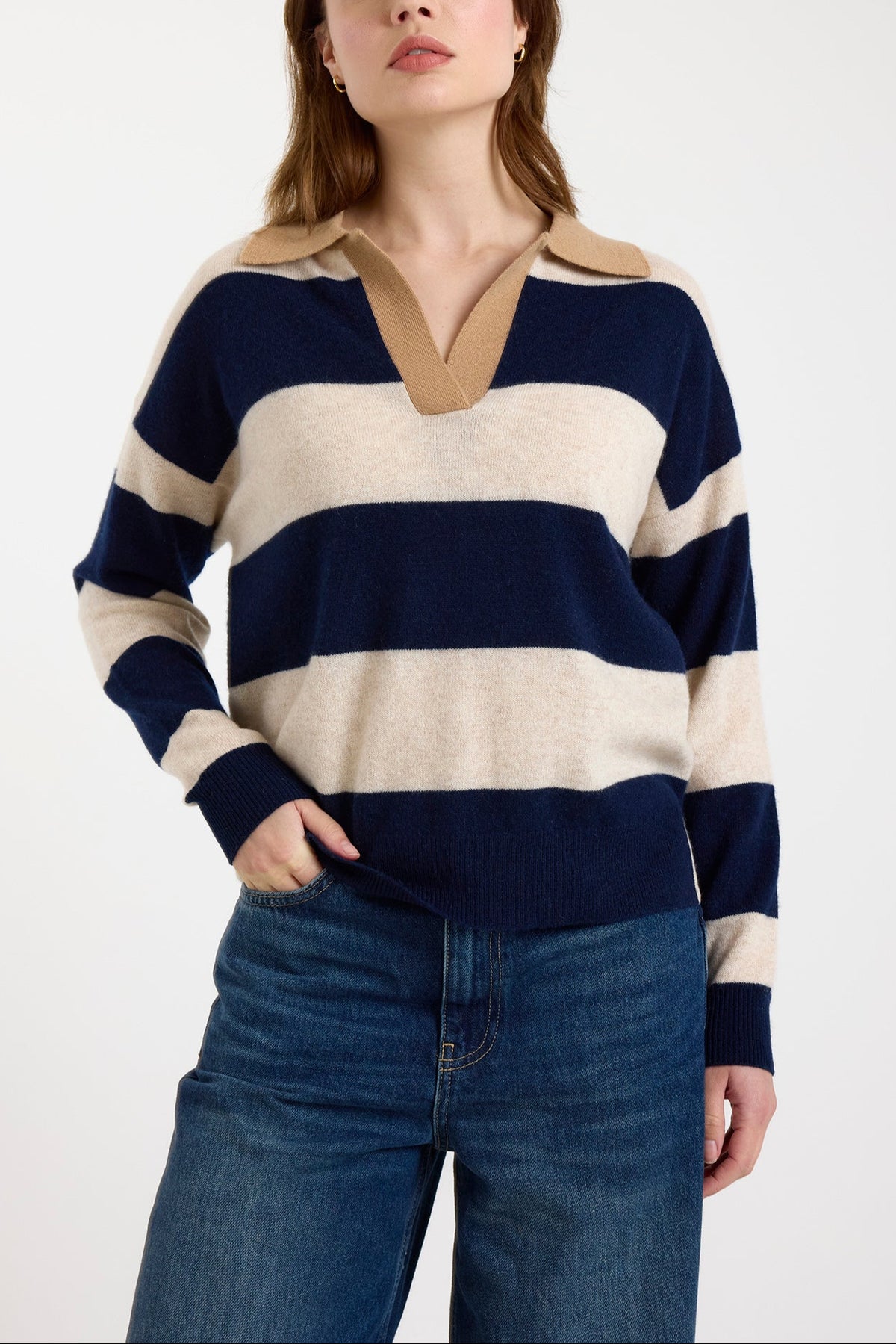Brodie Ruby Rugby Polo Cashmere Sweater