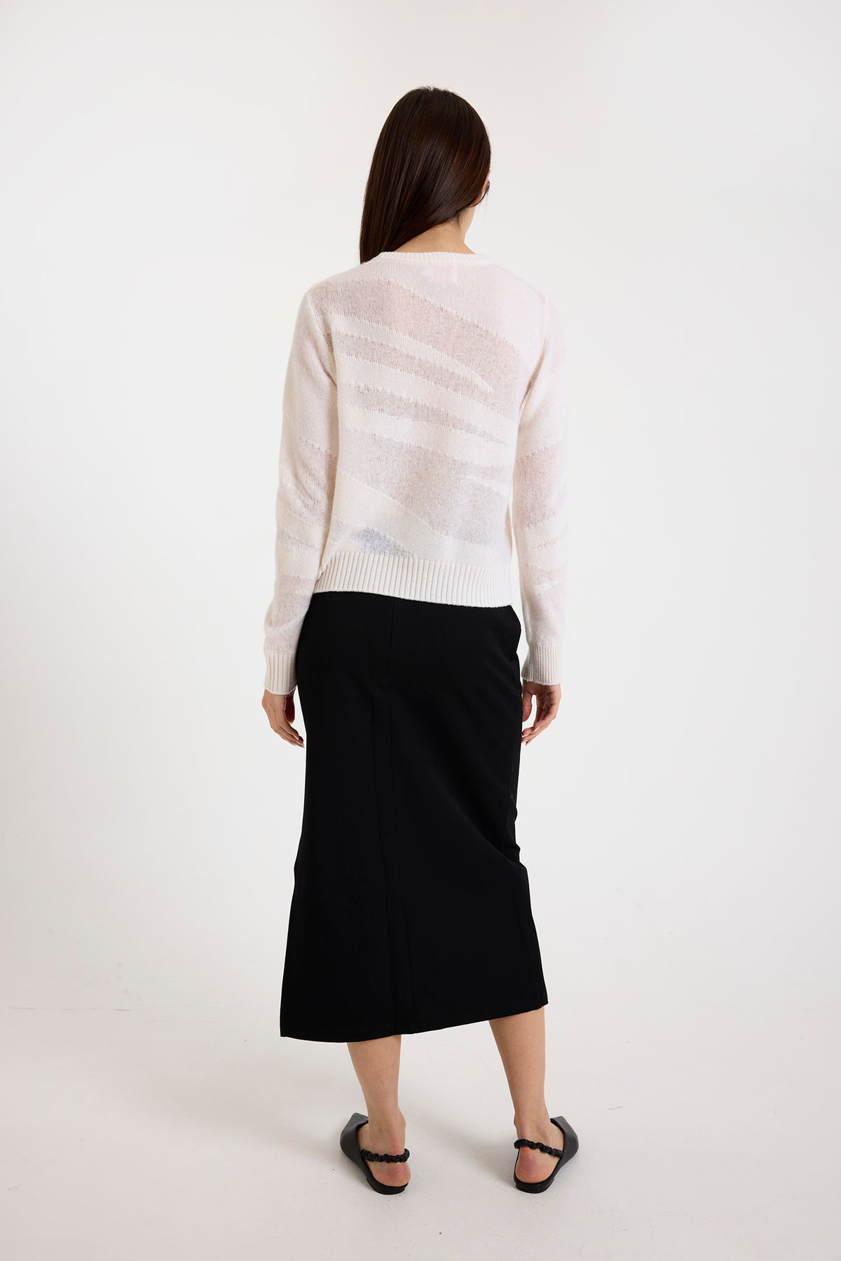Brodie Mix Guage Zebra Cashmere Crew Neck Sweater
