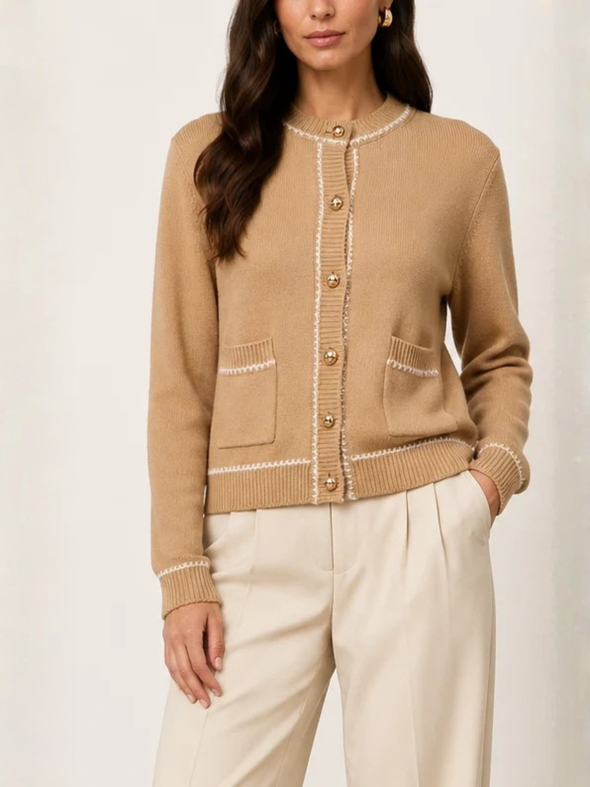 Allude Wool Blend Carigan With Stitching_265/17711