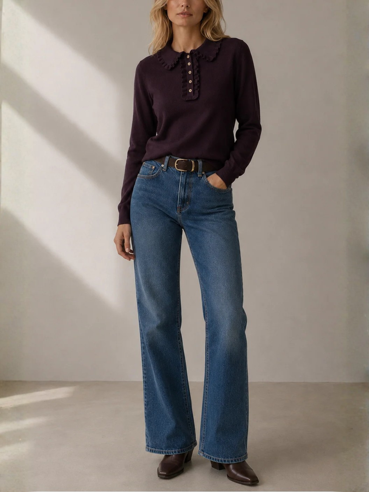 Allude Wool/Cashmere Ruffle Polo_265/17125