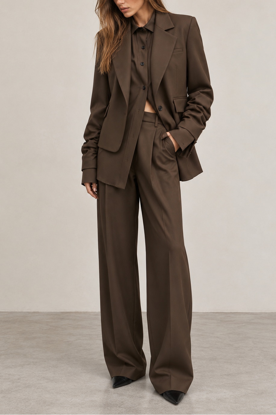 Derek Lam Crosshatch Stretch Single Breasted Blazer