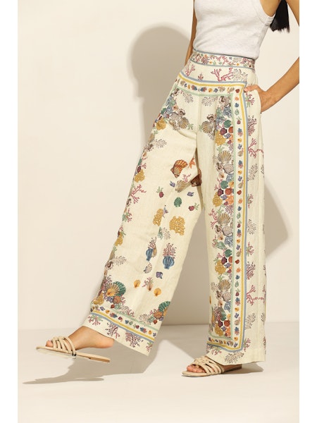 TS Ranna Gill Ivory Wide Leg Pant