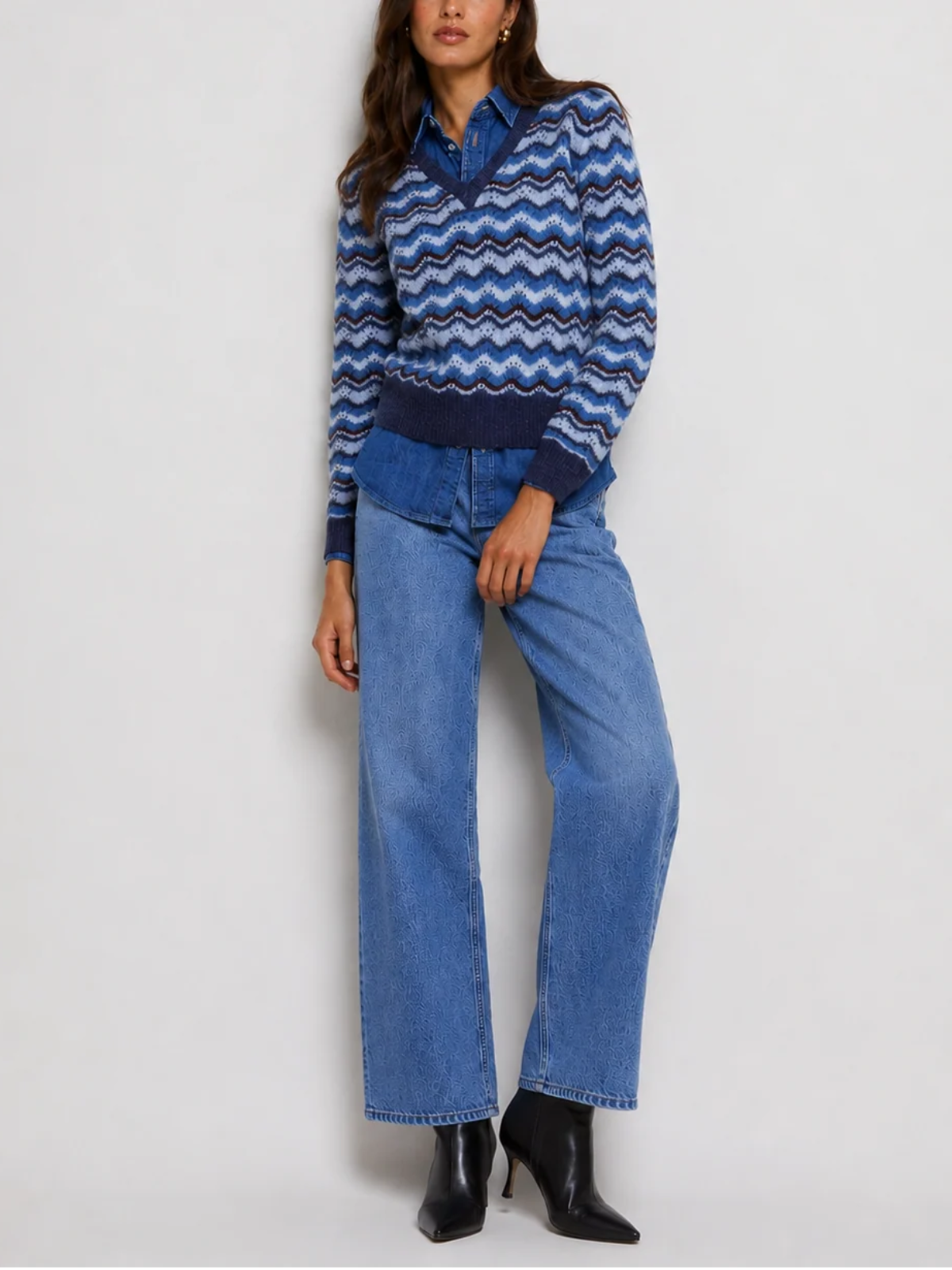 Autumn Cashmere Cropped Pointelle V-Neck Sweater_RSC14007
