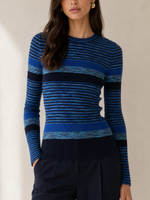 Autumn Cashmere Space Dye Striped Rib Sweater_PCE14685