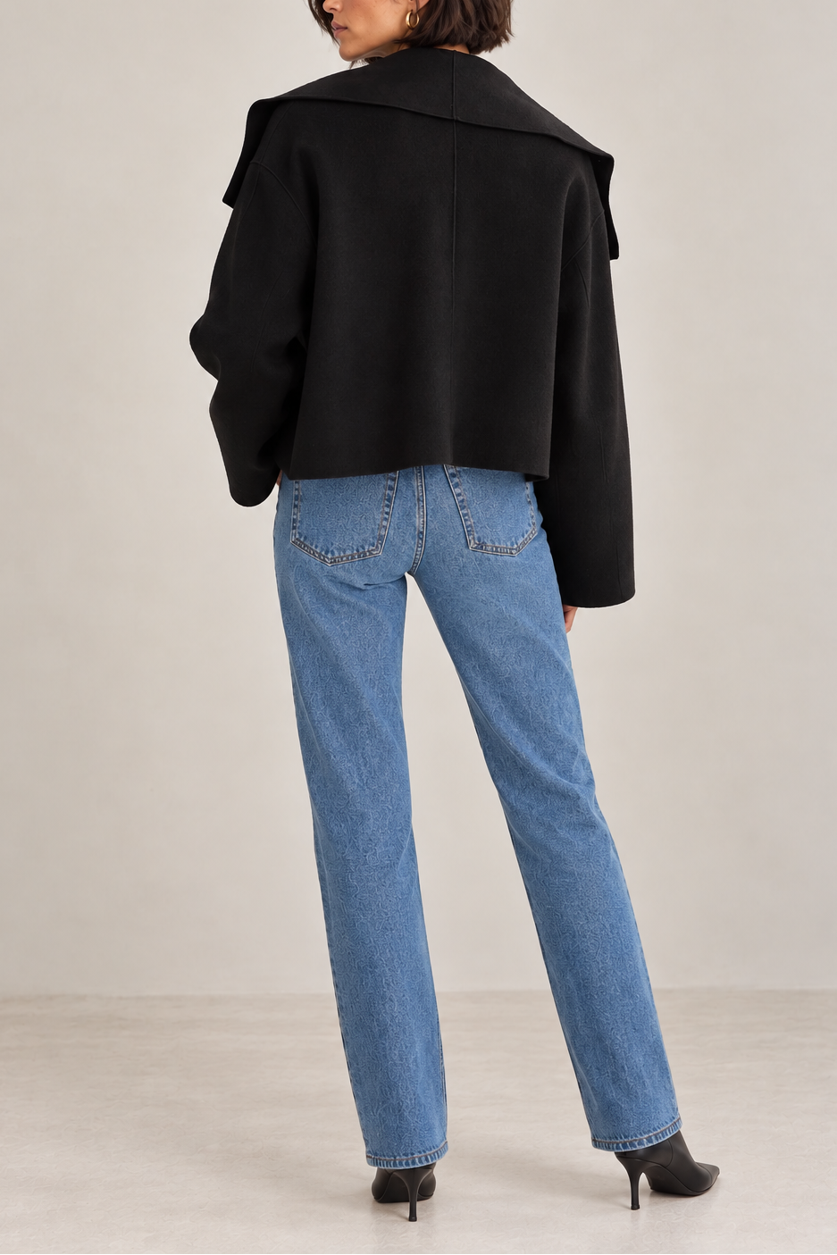 Lamarque Luisa Cropped Cascade Collar Jacket