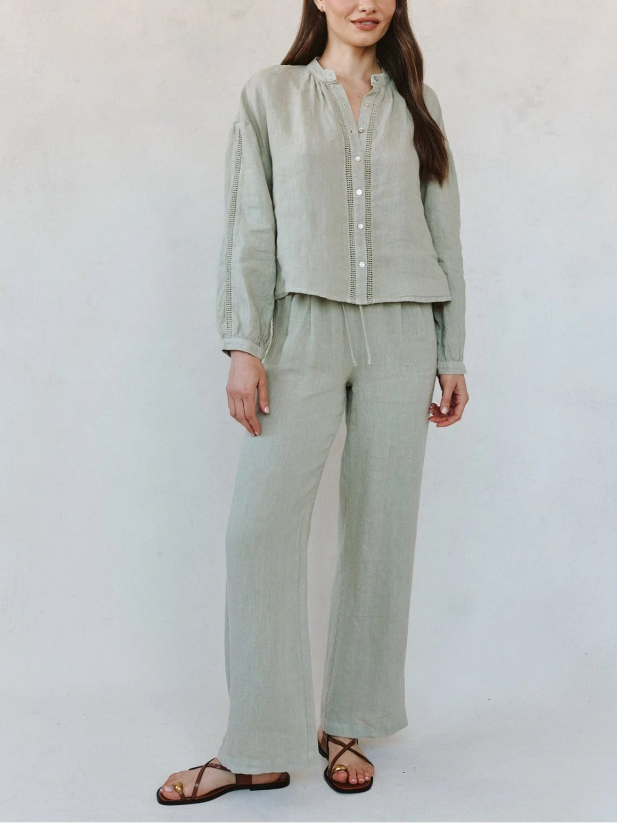 Bella Dahl Mandarin Collar Trimmed Button Down_B2482-331-302