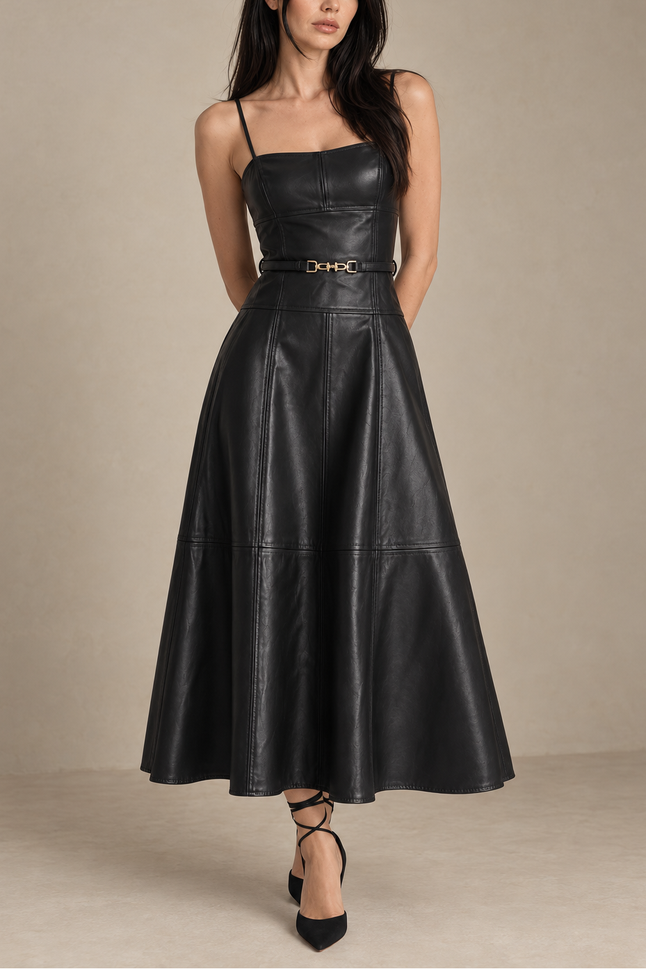 Karina Grimaldi Sofia Vegan Leather Dress
