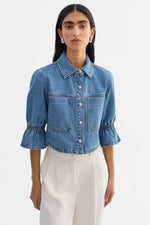Lamarque Carolina D Denim Ruffle Sleeve Jacket