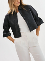Lamarque Ts Carolina Ruffle Sleeve Leather Jacket