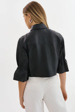 Lamarque Ts Carolina Ruffle Sleeve Leather Jacket