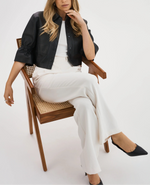 Lamarque Ts Carolina Ruffle Sleeve Leather Jacket