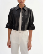 Lamarque Carolina Ruffle Sleeve Leather Jacket