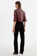 Lamarque Carolina Ruffle Sleeve Leather Jacket