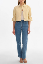 Lamarque Carolina Ruffle Sleeve Leather Jacket