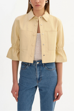 Lamarque Carolina Ruffle Sleeve Leather Jacket
