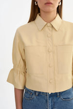 Lamarque Carolina Ruffle Sleeve Leather Jacket