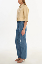 Lamarque Carolina Ruffle Sleeve Leather Jacket