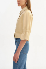 Lamarque Carolina Ruffle Sleeve Leather Jacket