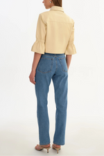 Lamarque Carolina Ruffle Sleeve Leather Jacket
